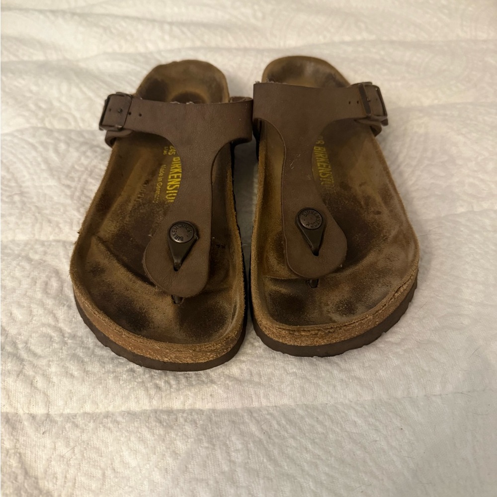 Birkenstock Brown Leather Toe-Post Sandals